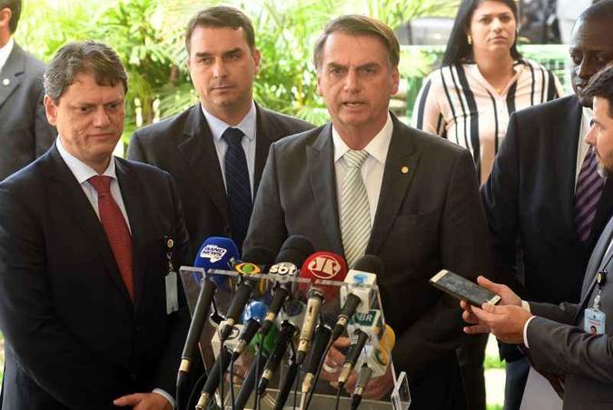 O presidente eleito ao lado de Tarcísio Gomes de Freitas, capitão reformado do Exército: hoje pode sair o nome que comandará o Meio Ambiente(foto: Ed Alves/CB/DA.Press) O presidente eleito ao lado de Tarcísio Gomes de Freitas, capitão reformado do Exército: hoje pode sair o nome que comandará o Meio Ambiente(foto: Ed Alves/CB/DA.Press)