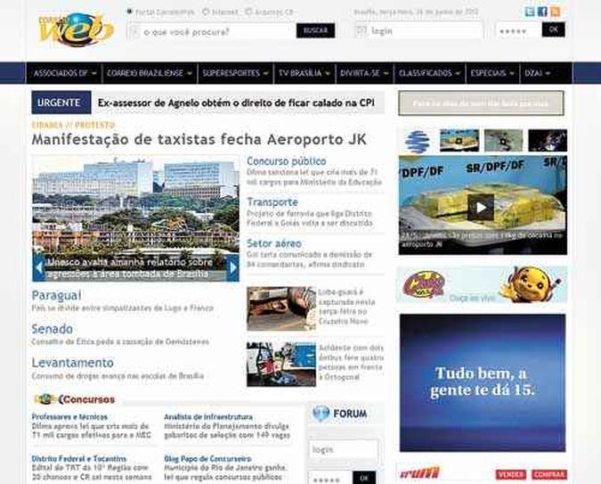 O novo leiaute do CorreioWeb: formato mais atraente, navegabilidade mais rápida e mais segurança para os internautas(foto: correioweb.com.br/Reprodução da internet) O novo leiaute do CorreioWeb: formato mais atraente, navegabilidade mais rápida e mais segurança para os internautas(foto: correioweb.com.br/Reprodução da internet)