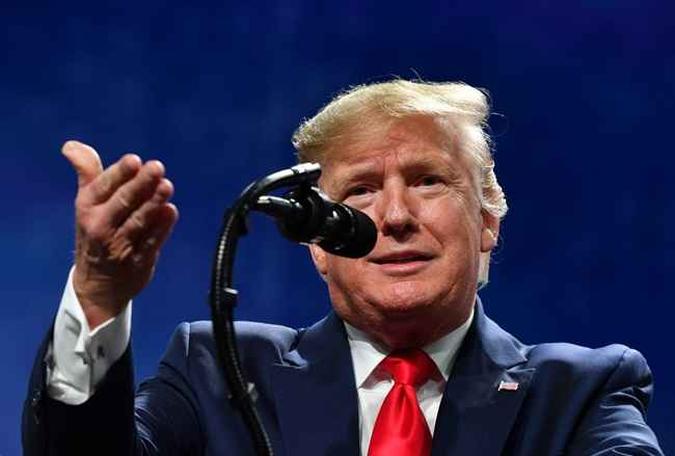 Ao falar na convenção anual da American Farm Bureau Federation, o presidente Trump elogiou o acordo comercial com a China assinado na semana passada(foto: Nicholas Kamm / AFP) Ao falar na convenção anual da American Farm Bureau Federation, o presidente Trump elogiou o acordo comercial com a China assinado na semana passada(foto: Nicholas Kamm / AFP)