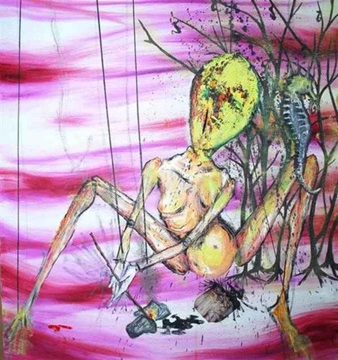 As figuras humanas disformes eram uma característica das pinturas adultas de Kurt(foto: Reprodução/Internet) As figuras humanas disformes eram uma característica das pinturas adultas de Kurt(foto: Reprodução/Internet)