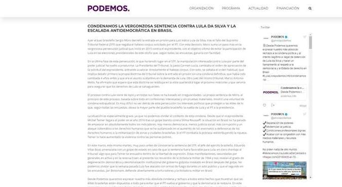 O Podemos cita ainda o contexto político atual(foto: Reprodução/Site Podemos) O Podemos cita ainda o contexto político atual(foto: Reprodução/Site Podemos)