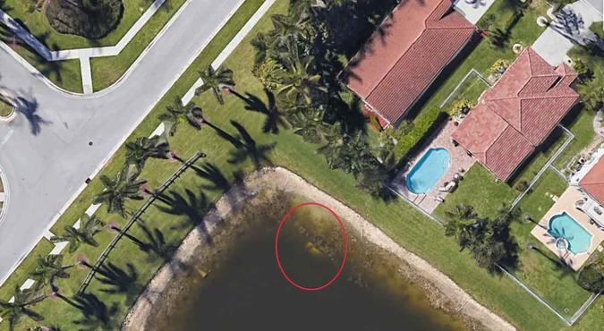 Corpo desaparecido é encontrado dentro de carro submerso, na Flórida(foto: Reprodução/ Google Earth) Corpo desaparecido é encontrado dentro de carro submerso, na Flórida(foto: Reprodução/ Google Earth)