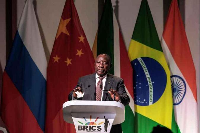 O presidente da África do Sul, Cyril Ramaphosa, durante a abertura do encontro(foto: Gianluigi Guercia / AFP) O presidente da África do Sul, Cyril Ramaphosa, durante a abertura do encontro(foto: Gianluigi Guercia / AFP)