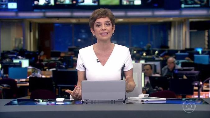 Renata Lo Prete durante edição do 'Jornal da Globo'(foto: TV Globo/Reprodução) Renata Lo Prete durante edição do 'Jornal da Globo'(foto: TV Globo/Reprodução)