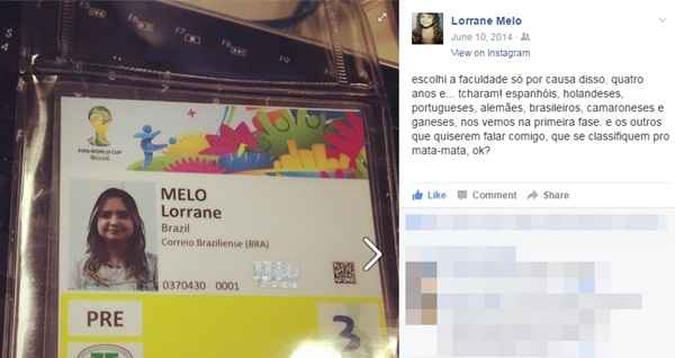 Jovem fez postagem emocionada quando foi escalada para cobrir a Copa do Mundo(foto: Facebook/Reprodução) Jovem fez postagem emocionada quando foi escalada para cobrir a Copa do Mundo(foto: Facebook/Reprodução)