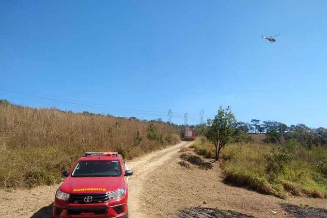 Um helicóptero, um drone e seis viaturas foram destinados para as buscas(foto: CBMDF/Divulgação) Um helicóptero, um drone e seis viaturas foram destinados para as buscas(foto: CBMDF/Divulgação)