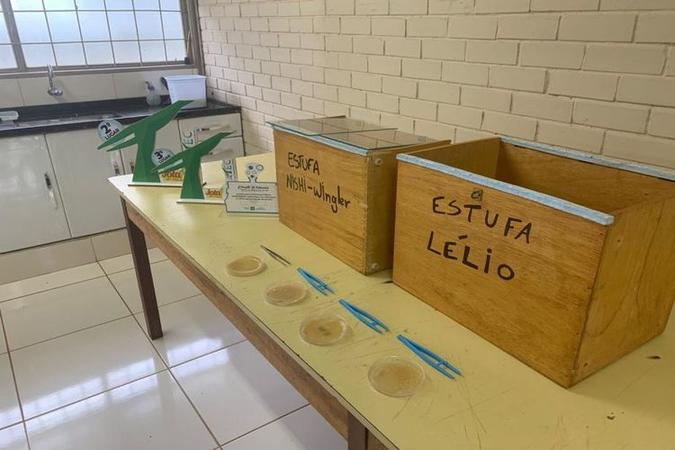 Estufa e materiais usados na pesquisa sobre Bioplástico do Centro de Ensino Medio 02, do Gama(foto: Ana Clara Avendaño/Esp. CB/D.A Press) Estufa e materiais usados na pesquisa sobre Bioplástico do Centro de Ensino Medio 02, do Gama(foto: Ana Clara Avendaño/Esp. CB/D.A Press)