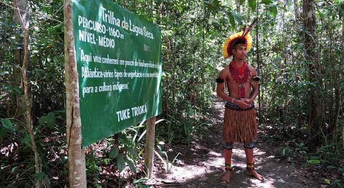 Na visita à aldeia, os turistas podem ter contato com os índios, que ensinam alguns costumes da tribo, formada por 32 famílias (foto: Jacqueline Saraiva/CB/DA Press) Na visita à aldeia, os turistas podem ter contato com os índios, que ensinam alguns costumes da tribo, formada por 32 famílias (foto: Jacqueline Saraiva/CB/DA Press)