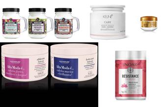 Da esquerda para a direita, em cima: Trio Máscaras de Hidratação, Nutrição e Reconstrução da Lola Cosmetics (vendidas separadamente, preço sob consulta),Keune Care Queratin Smooth Mask (R$ 241,90), Tratamento Elseve (R$ 17,39), Máscara de Reconstrução Alfaparf (R$ 21),Máscara de Hidratação Alfaparf (R$ 21), Máscara Hidratante Inoar (preço sob consulta) (foto: Divulgação) Da esquerda para a direita, em cima: Trio Máscaras de Hidratação, Nutrição e Reconstrução da Lola Cosmetics (vendidas separadamente, preço sob consulta),Keune Care Queratin Smooth Mask (R$ 241,90), Tratamento Elseve (R$ 17,39), Máscara de Reconstrução Alfaparf (R$ 21),Máscara de Hidratação Alfaparf (R$ 21), Máscara Hidratante Inoar (preço sob consulta) (foto: Divulgação)