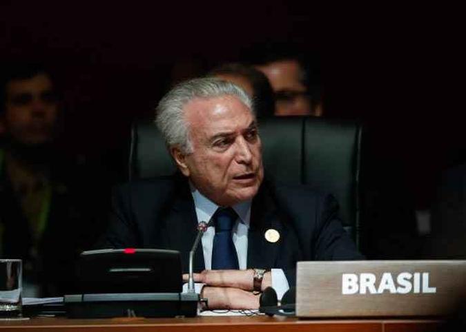 Presidente Michel Temer discursa durante sessão plenária da 8ª Cúpula das Américas, no Peru (foto: Alan Santos/PR) Presidente Michel Temer discursa durante sessão plenária da 8ª Cúpula das Américas, no Peru (foto: Alan Santos/PR)
