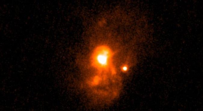 A J0921 4509: ventos e explosões surgem da produção intensa de estrelas(foto: NASA, ESA, R. Overzier (ON / MCTI), T. Heckman (JHU/Divulgação)) A J0921 4509: ventos e explosões surgem da produção intensa de estrelas(foto: NASA, ESA, R. Overzier (ON / MCTI), T. Heckman (JHU/Divulgação))