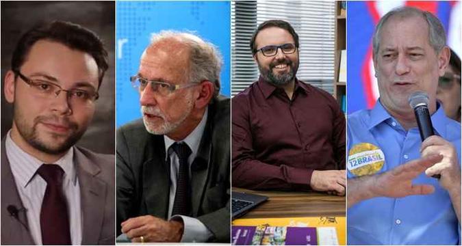 Diogo Costa, representando o NOVO; José Márcio Camargo, representando o MDB; Daniel Cara, representando o PSOL; e Ciro Gomes, candidato pelo PDT(foto: Crédito das fotos: Reprodução/Internet, Arthur Menescal/Esp. CB/D.A Press, Campanha Nacional pelo Direito à Educação/Divulgação e Marcelo Ferreira/CB/D.A Press) Diogo Costa, representando o NOVO; José Márcio Camargo, representando o MDB; Daniel Cara, representando o PSOL; e Ciro Gomes, candidato pelo PDT(foto: Crédito das fotos: Reprodução/Internet, Arthur Menescal/Esp. CB/D.A Press, Campanha Nacional pelo Direito à Educação/Divulgação e Marcelo Ferreira/CB/D.A Press)