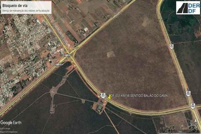 Interdição de uma das faixas de rolamento da DF-001, km 06, sentido balão do Gama, ocorrerá amanhã (9/11), a partir das 10h(foto: DER-DF/Divulgação) Interdição de uma das faixas de rolamento da DF-001, km 06, sentido balão do Gama, ocorrerá amanhã (9/11), a partir das 10h(foto: DER-DF/Divulgação)