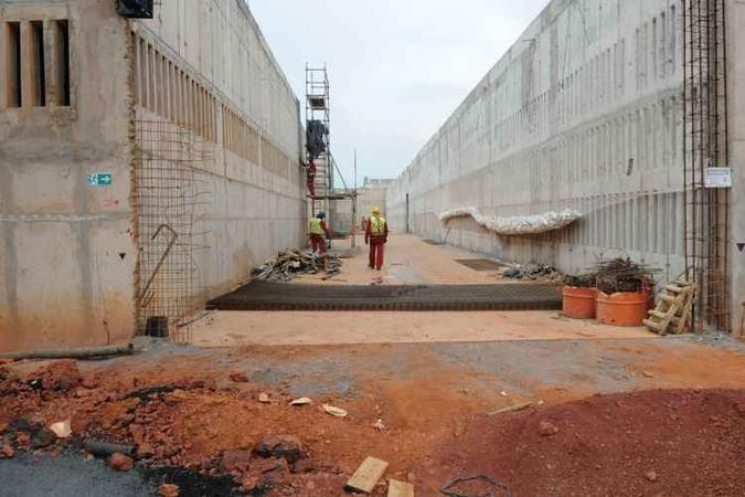 Orçada em R$ 112,9 milhões, nova unidade tem capacidade para 3,2 mil detentos. Obra deve ser entregue em abril(foto: SSP/Divulgação) Orçada em R$ 112,9 milhões, nova unidade tem capacidade para 3,2 mil detentos. Obra deve ser entregue em abril(foto: SSP/Divulgação)