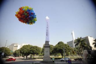 O obelisco da avenida Rio Branco, no centro do Rio, foi O obelisco da avenida Rio Branco, no centro do Rio, foi