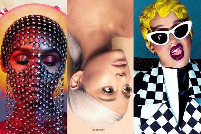 Cardi B., Ariana Grande e Janelle Monáe foram destaques em 2018(foto: Reprodução/Internet) Cardi B., Ariana Grande e Janelle Monáe foram destaques em 2018(foto: Reprodução/Internet)