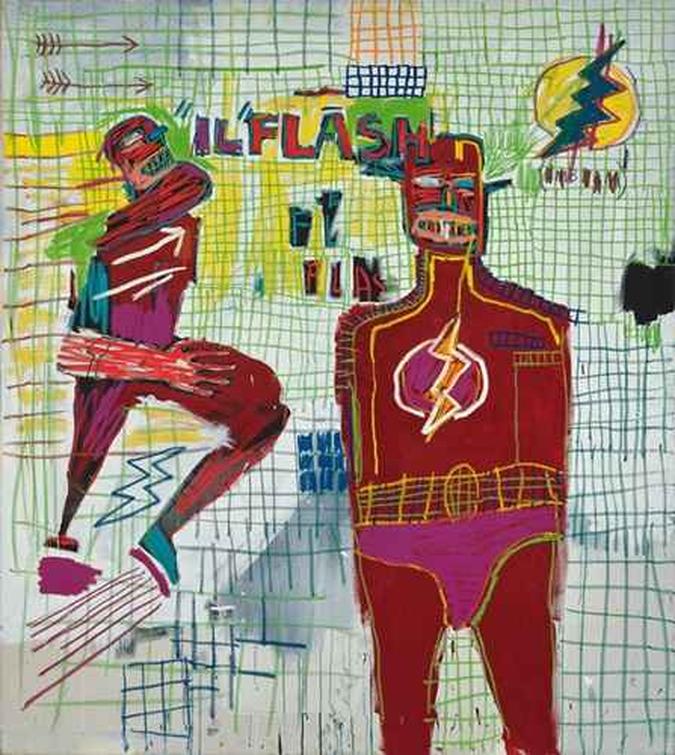 Flash in Naples, tela pintada em 1983 em acrílico e óleo (foto: The Estate of Jean-Michel Basquiat. ) Flash in Naples, tela pintada em 1983 em acrílico e óleo (foto: The Estate of Jean-Michel Basquiat. )