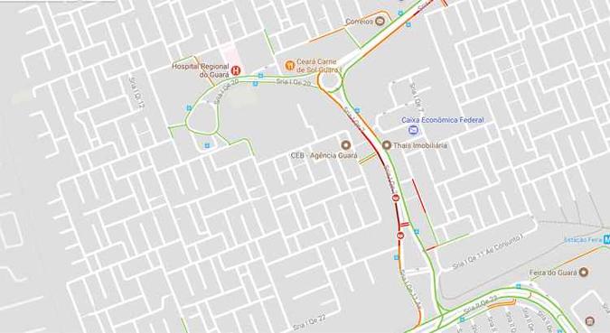 Imagem do Google maps mostra trânsito congestionado no local do acidente(foto: Reprodução/Google) Imagem do Google maps mostra trânsito congestionado no local do acidente(foto: Reprodução/Google)