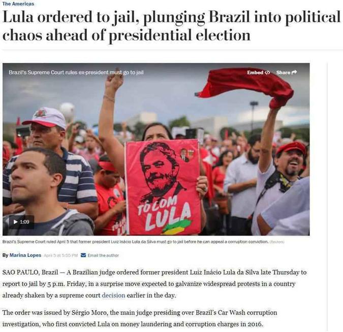 O americano Washington Post disse que pedido de prisão horas após julgamento no STF esfriou manifestações(foto: Reprodução)