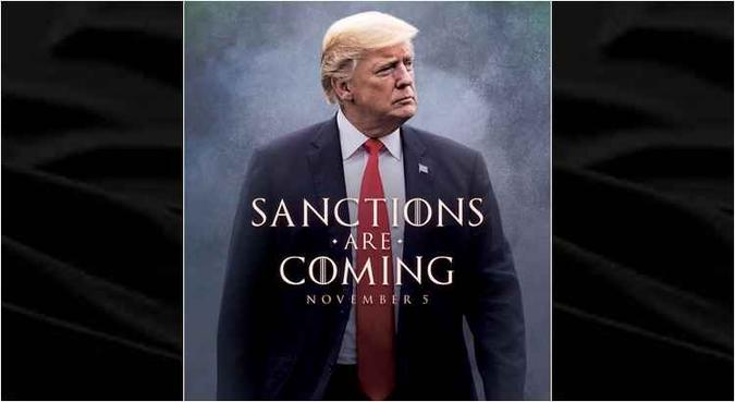 No Twitter, Trump fez referência à série Game of Thrones para anunciar a retomada das sanções(foto: Twitter/Reprodução) No Twitter, Trump fez referência à série Game of Thrones para anunciar a retomada das sanções(foto: Twitter/Reprodução)