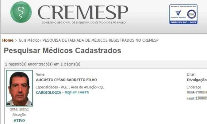 Os relatos são parecidos e indicam que o acusado agia durante as consultas (foto: Cremesp/Reprodução ) Os relatos são parecidos e indicam que o acusado agia durante as consultas (foto: Cremesp/Reprodução )