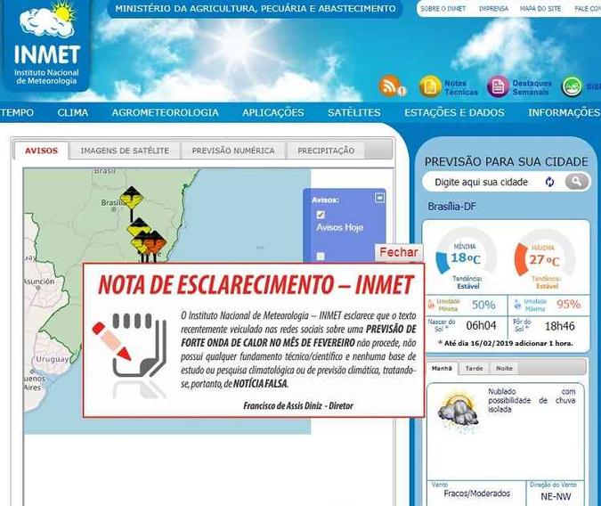 (foto: Reprodução/Inmet) (foto: Reprodução/Inmet)