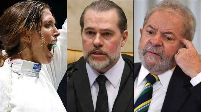 A esgrimista Nathalie Moellhausen; o presidente do STF, Dias Toffoli; e o ex-presidente Lula: destaques no noticiário do dia(foto: COB, STF, AFP) A esgrimista Nathalie Moellhausen; o presidente do STF, Dias Toffoli; e o ex-presidente Lula: destaques no noticiário do dia(foto: COB, STF, AFP)