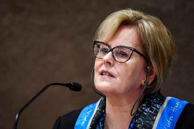 Presidente do TSE, ministra Rosa Weber, em coletiva de imprensa em 21 de outubro (foto: Evaristo SA/AFP ) Presidente do TSE, ministra Rosa Weber, em coletiva de imprensa em 21 de outubro (foto: Evaristo SA/AFP )