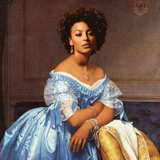 O artista troca digitalmente o rosto dos personagens por personalidades negras, como Sharon Menezzes(foto: Alberto Perreira) O artista troca digitalmente o rosto dos personagens por personalidades negras, como Sharon Menezzes(foto: Alberto Perreira)