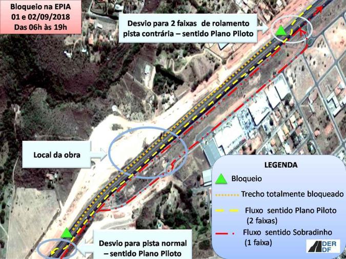 Interdição da Epia norte servirá para execução do serviço de montagem da primeira etapa das vigas pré-moldadas do viaduto denominado OAE-03.(foto: DER/Divulgação) Interdição da Epia norte servirá para execução do serviço de montagem da primeira etapa das vigas pré-moldadas do viaduto denominado OAE-03.(foto: DER/Divulgação)