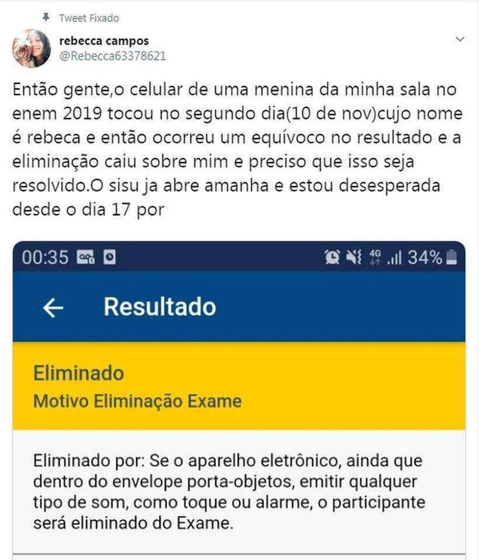 Hashtag #inepdevolveanotadarebecca foi um dos assuntos mais comentados no Twitter (foto: Reprodução/Twitter) Hashtag #inepdevolveanotadarebecca foi um dos assuntos mais comentados no Twitter (foto: Reprodução/Twitter)