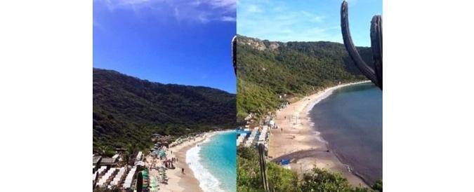 Antes e depois da Praia do Forno, em Arraial do Cabo(foto: Reprodução/Internet ) Antes e depois da Praia do Forno, em Arraial do Cabo(foto: Reprodução/Internet )
