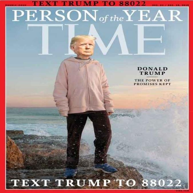 Montagem de capa de revista em que a cabeça de Donald Trump foi editada no corpo de Greta Thunberg, eleita a pessoa do ano pela Time(foto: Reprodução/Twitter/Trump War Room) Montagem de capa de revista em que a cabeça de Donald Trump foi editada no corpo de Greta Thunberg, eleita a pessoa do ano pela Time(foto: Reprodução/Twitter/Trump War Room)